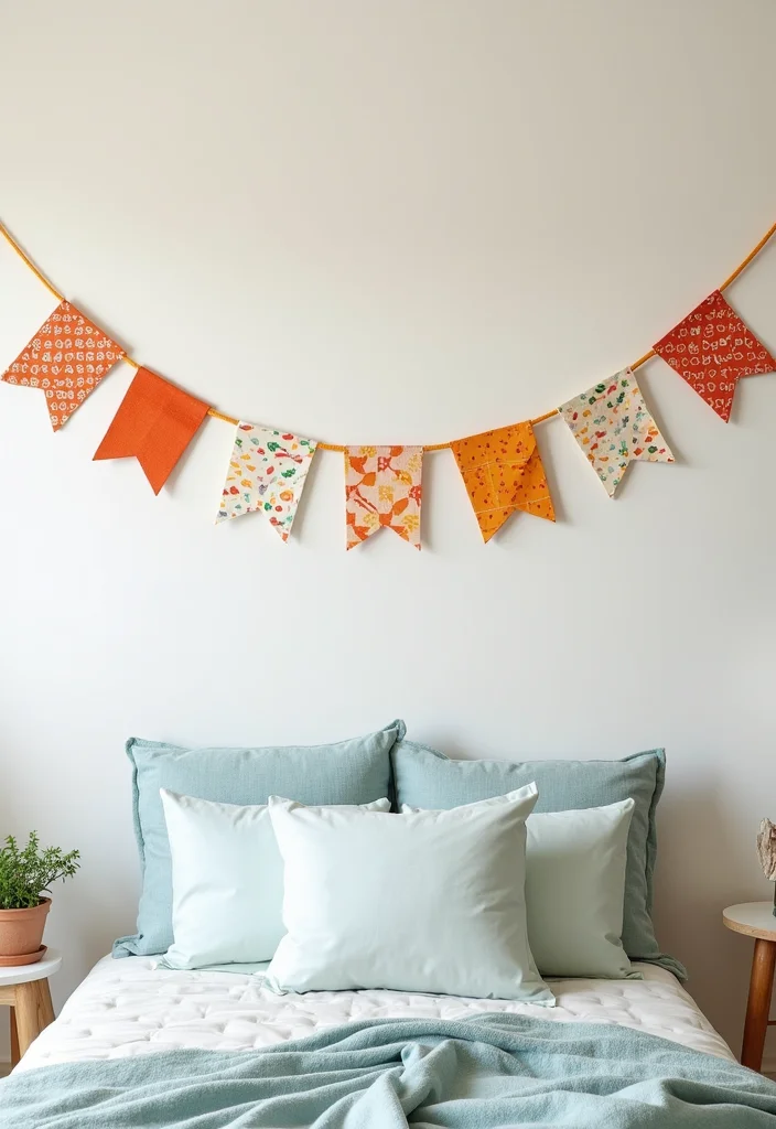 Bedroom Wall Decor Ideas DIY: A Modern Guide with 18 Chic Concepts - 16. DIY Fabric Bunting