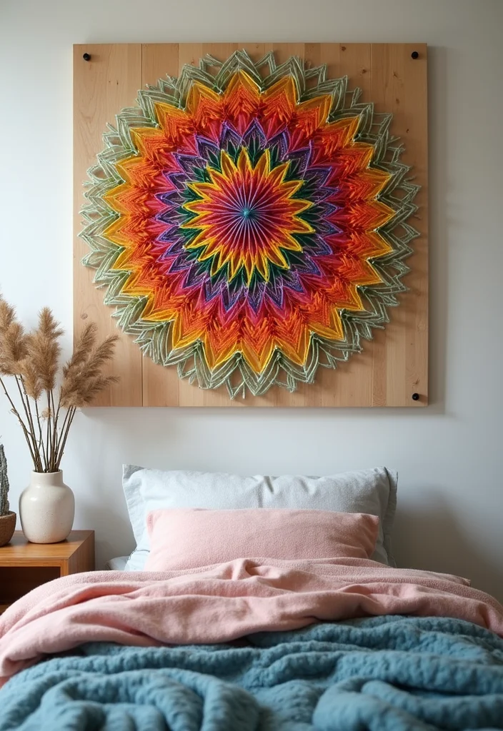 Bedroom Wall Decor Ideas DIY: A Modern Guide with 18 Chic Concepts - 18. String Art Wall Piece