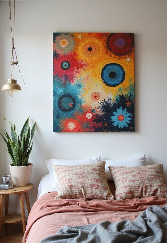 Bedroom Wall Decor Ideas DIY: A Modern Guide with 18 Chic Concepts - 9. Hand-Painted Canvas Art