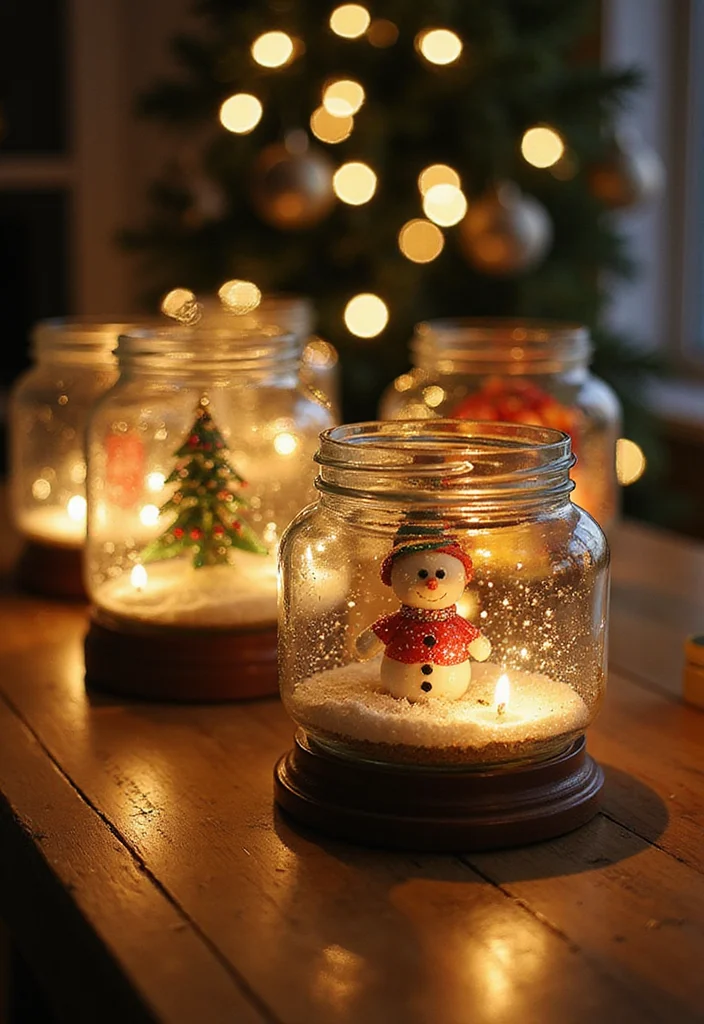 Belen Christmas Decor DIY Recycled: An Eco-Friendly Guide with 19 Festive Ideas - 10. Glass Jar Snow Globes