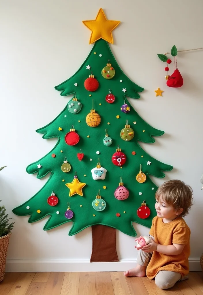 Belen Christmas Decor DIY Recycled: An Eco-Friendly Guide with 19 Festive Ideas - 15. Felt Christmas Tree Wall Art