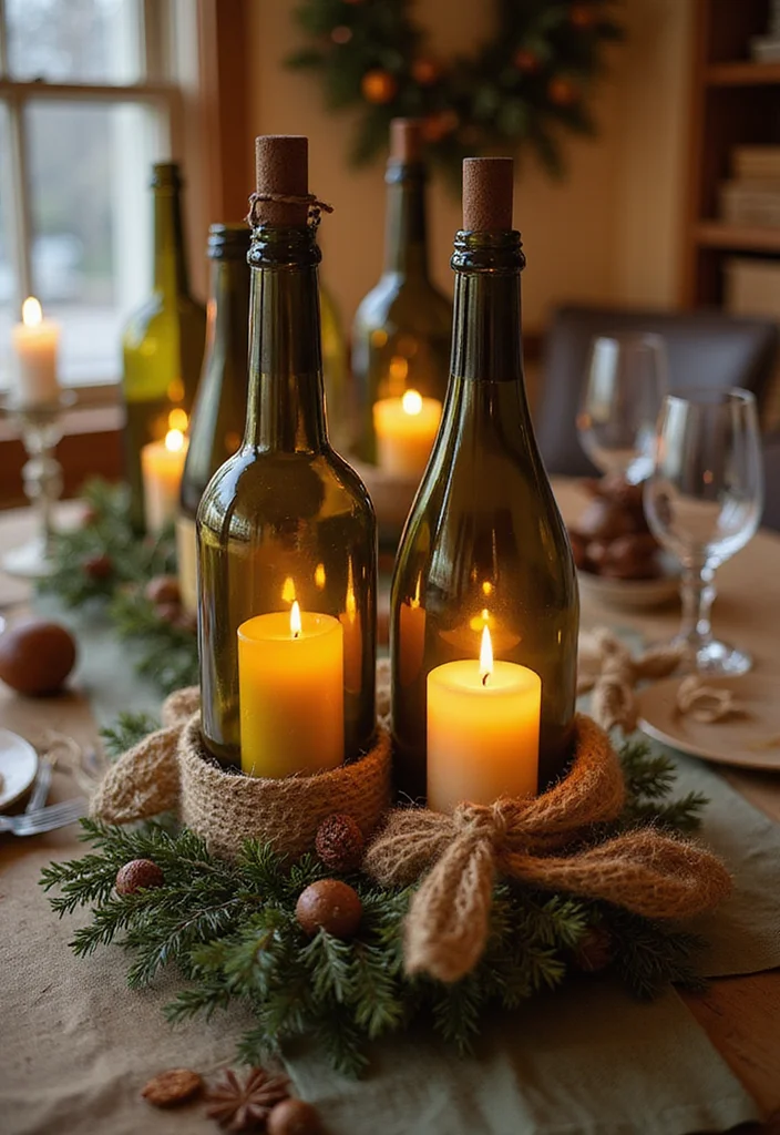 Belen Christmas Decor DIY Recycled: An Eco-Friendly Guide with 19 Festive Ideas - 5. Wine Bottle Candle Holders