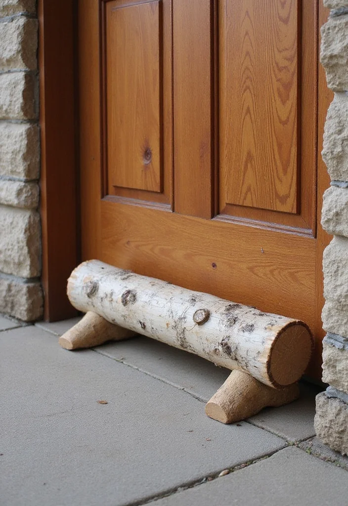 Birch Log Decor DIY Projects: A Natural Home Guide with 18 Woodland Styling Ideas - 10. Birch Log Doorstop