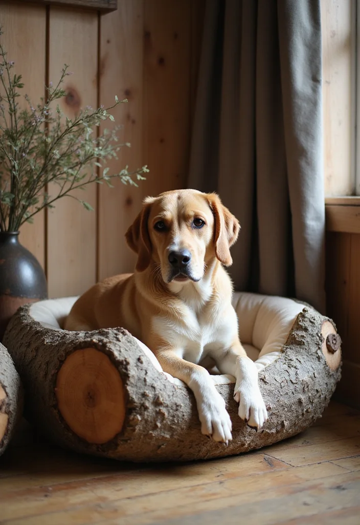 Birch Log Decor DIY Projects: A Natural Home Guide with 18 Woodland Styling Ideas - 12. Birch Log Pet Bed