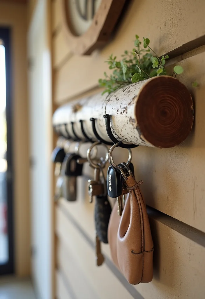 Birch Log Decor DIY Projects: A Natural Home Guide with 18 Woodland Styling Ideas - 14. Birch Log Key Holder
