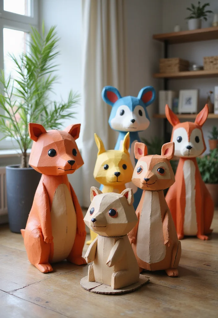 Cardboard DIY Room Decor Wall Art: A Practical Guide with 17 Creative Images - 13. Cardboard Animals