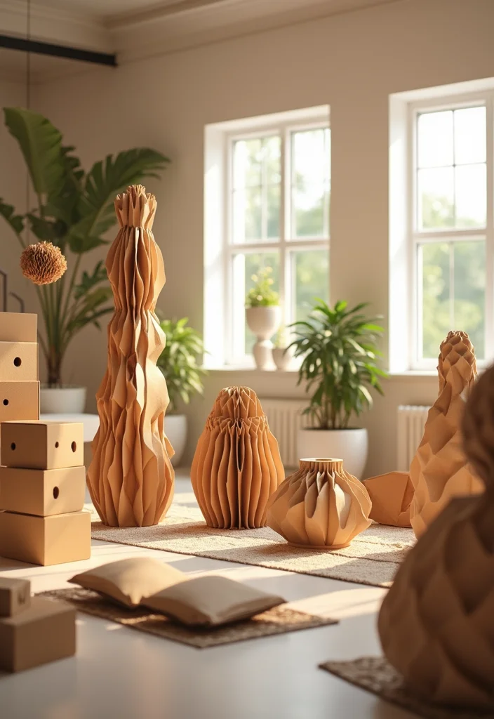 Cardboard DIY Room Decor Wall Art: A Practical Guide with 17 Creative Images - 15. Cardboard Collapsible Art