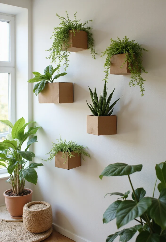 Cardboard DIY Room Decor Wall Art: A Practical Guide with 17 Creative Images - 16. Wall-mounted Planters