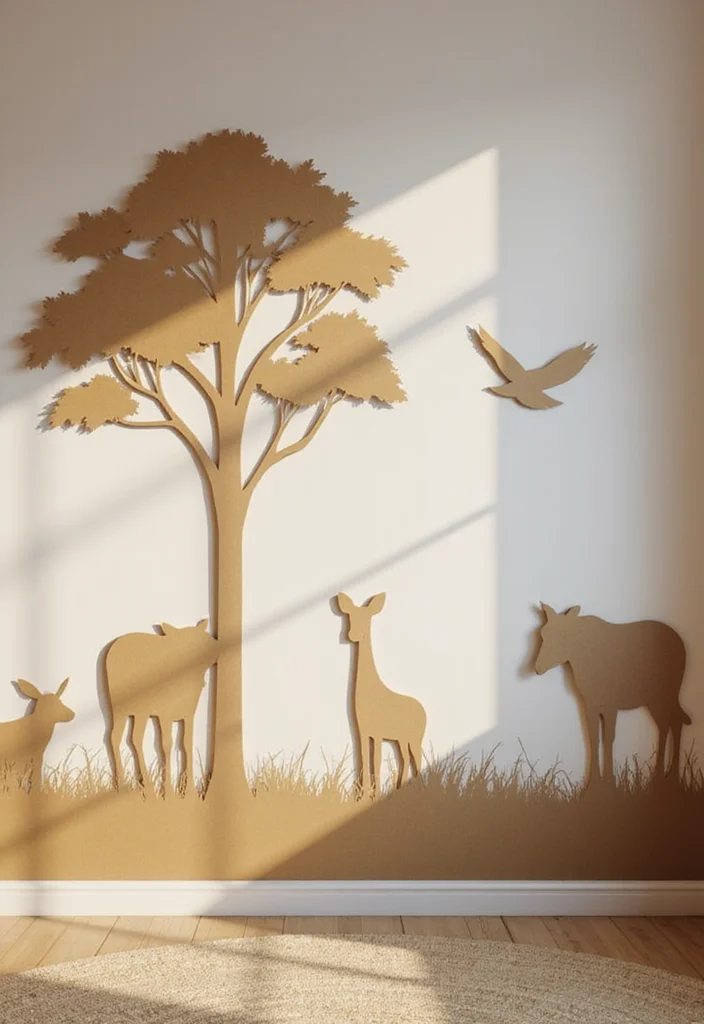 Cardboard DIY Room Decor Wall Art: A Practical Guide with 17 Creative Images - 2. Nature-inspired Silhouettes