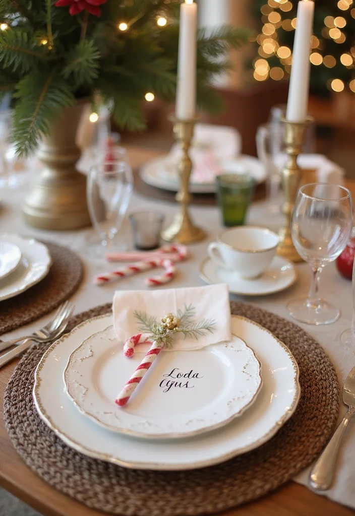 Christmas Decor Ideas DIY Crafts Easy: A Festive Guide with 18 Cozy Holiday Concepts - 15. Candy Cane Place Cards