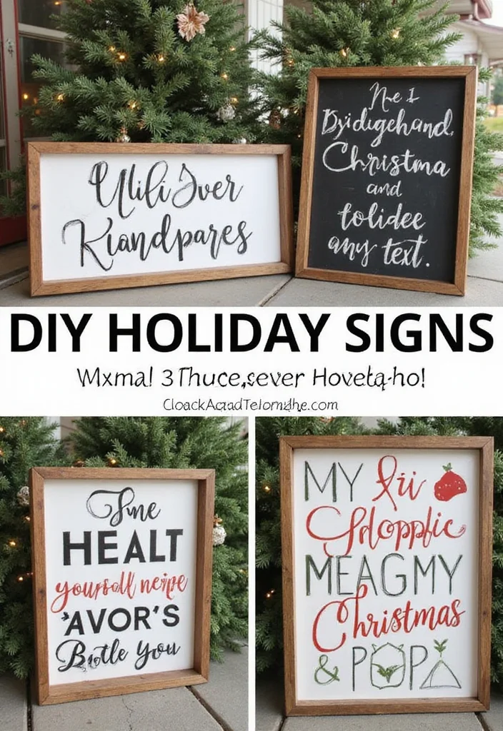 Christmas Decor Ideas DIY Outdoor: A Joyful Guide with 20 Holiday Outdoor Concepts - 15. DIY Holiday Signs