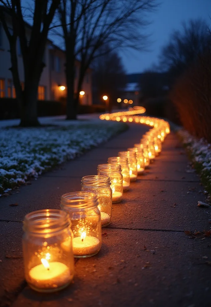 Christmas Decor Ideas DIY Outdoor: A Joyful Guide with 20 Holiday Outdoor Concepts - 8. Twinkling Jar Luminaries