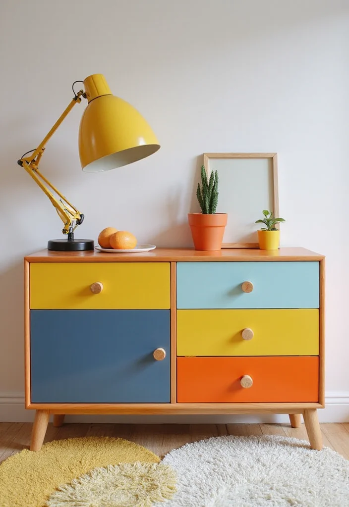 Cute DIY Room Decor Easy Crafts: A Sweet Guide with 19 Lovely Inspirations - 13. Color Blocked Furniture