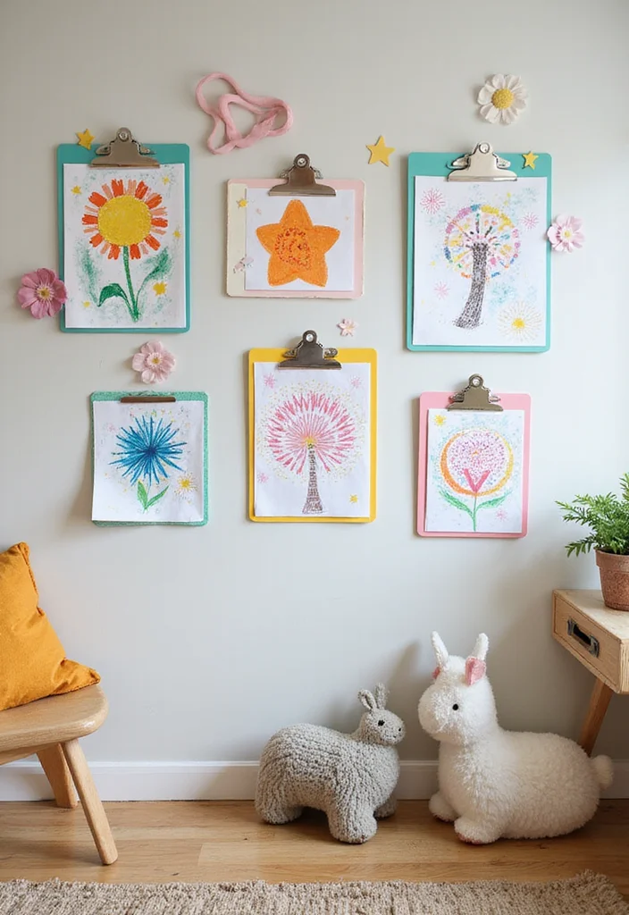 Cute DIY Room Decor Easy Crafts: A Sweet Guide with 19 Lovely Inspirations - 16. Decorative Clipboards for Artwork