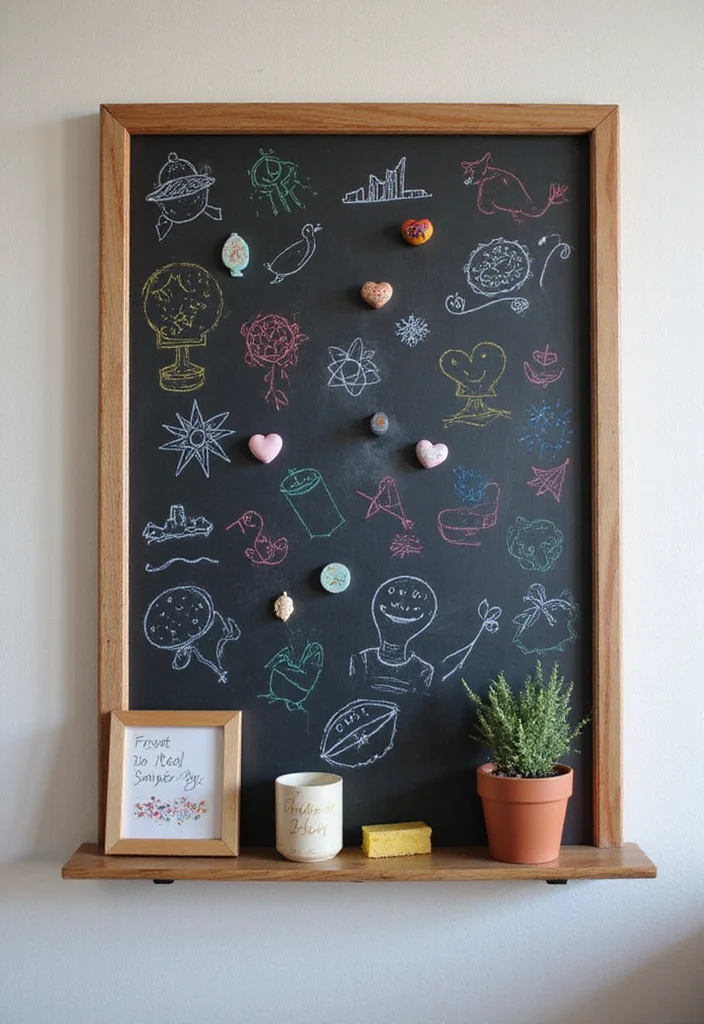 Cute DIY Room Decor Easy Crafts: A Sweet Guide with 19 Lovely Inspirations - 17. DIY Magnetic Chalkboard
