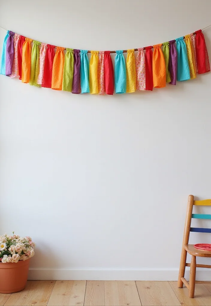 Cute DIY Room Decor Easy Crafts: A Sweet Guide with 19 Lovely Inspirations - 18. Colorful Ribbon Garland