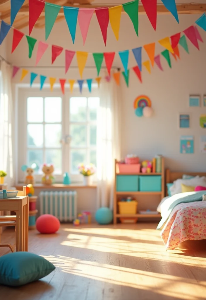 Cute DIY Room Decor Easy Crafts: A Sweet Guide with 19 Lovely Inspirations - 6. Colorful Rainbow Streamers