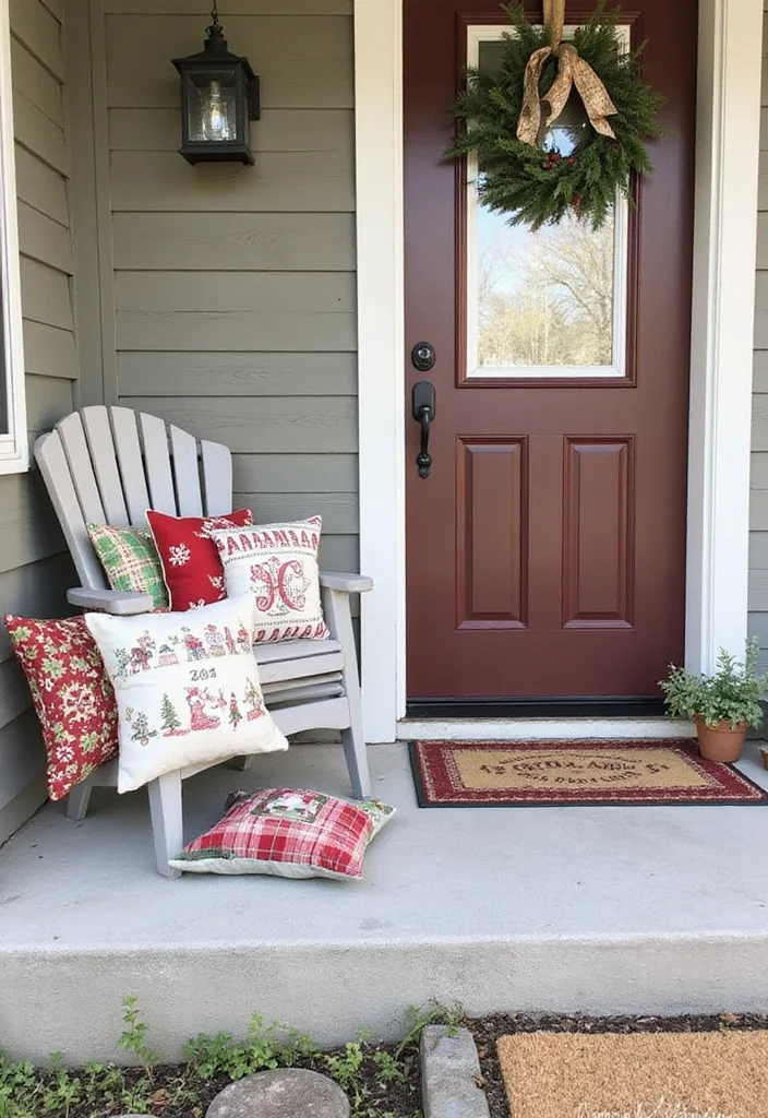 DIY Christmas Front Porch Decor: A Festive Guide with 20 Holiday Styling Ideas - 5. Seasonal Throw Pillows