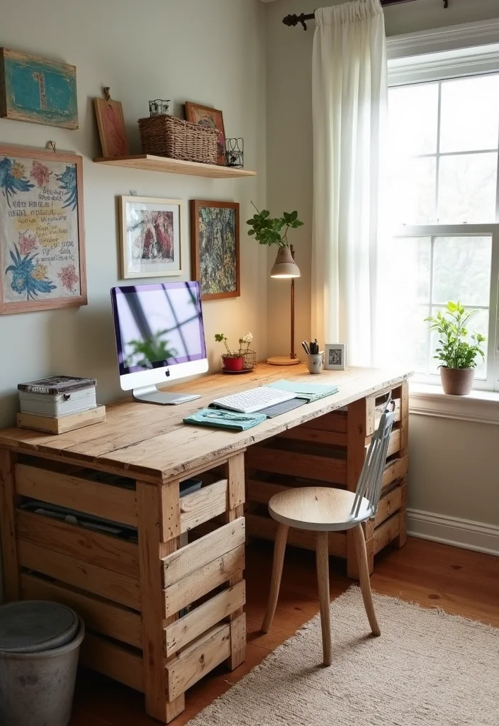 DIY Craft Room Decor Ideas: A Creative Home Guide with 17 Organized Inspirations - 15. DIY Craft Table from Pallets