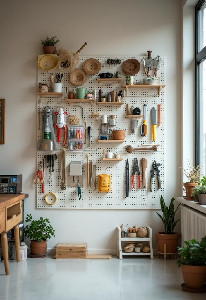 DIY Craft Room Decor Ideas: A Creative Home Guide with 17 Organized Inspirations - 3. Pegboard Perfection