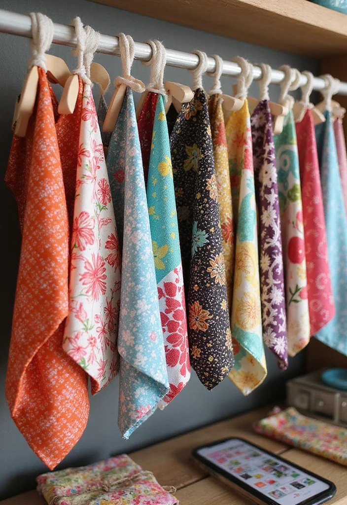 DIY Craft Room Decor Ideas: A Creative Home Guide with 17 Organized Inspirations - 4. Colorful Fabric Swatch Display