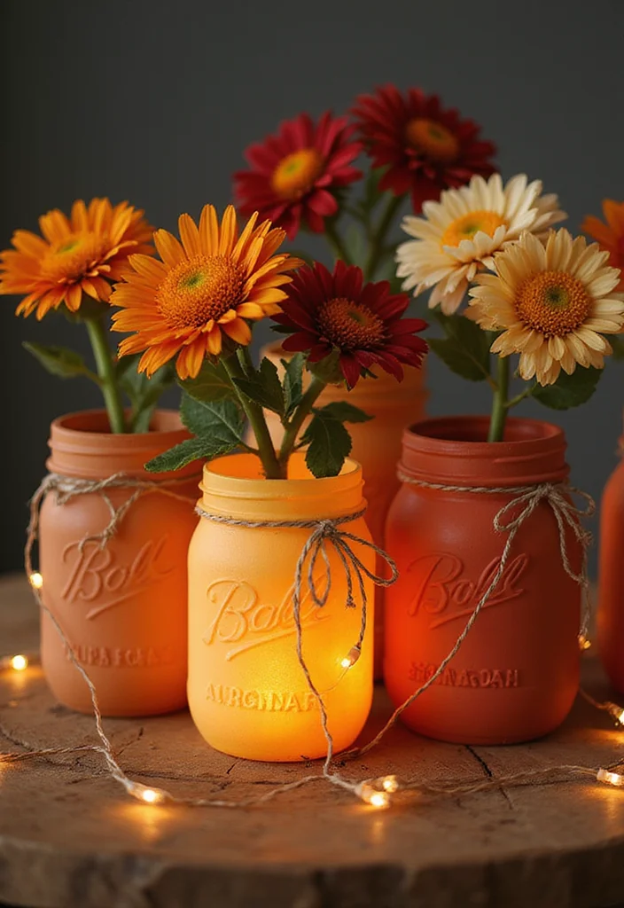 DIY Dollar Tree Fall Decor: A Cozy Seasonal Guide with 17 Autumn Inspirations - 12. Painted Mason Jars