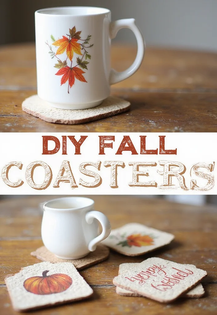 DIY Dollar Tree Fall Decor: A Cozy Seasonal Guide with 17 Autumn Inspirations - 16. Fall-Themed Coasters