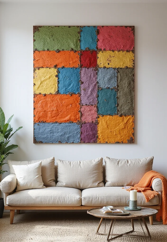 DIY Dollar Tree Farmhouse Decor: A Rustic Budget Guide with 18 Cozy Ideas - 13. Fabric Scrap Wall Art