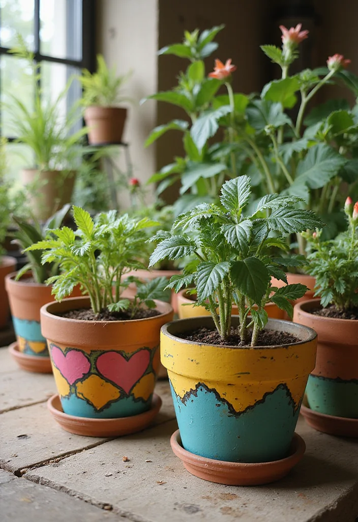 DIY Dollar Tree Farmhouse Decor: A Rustic Budget Guide with 18 Cozy Ideas - 14. Painted Flower Pots