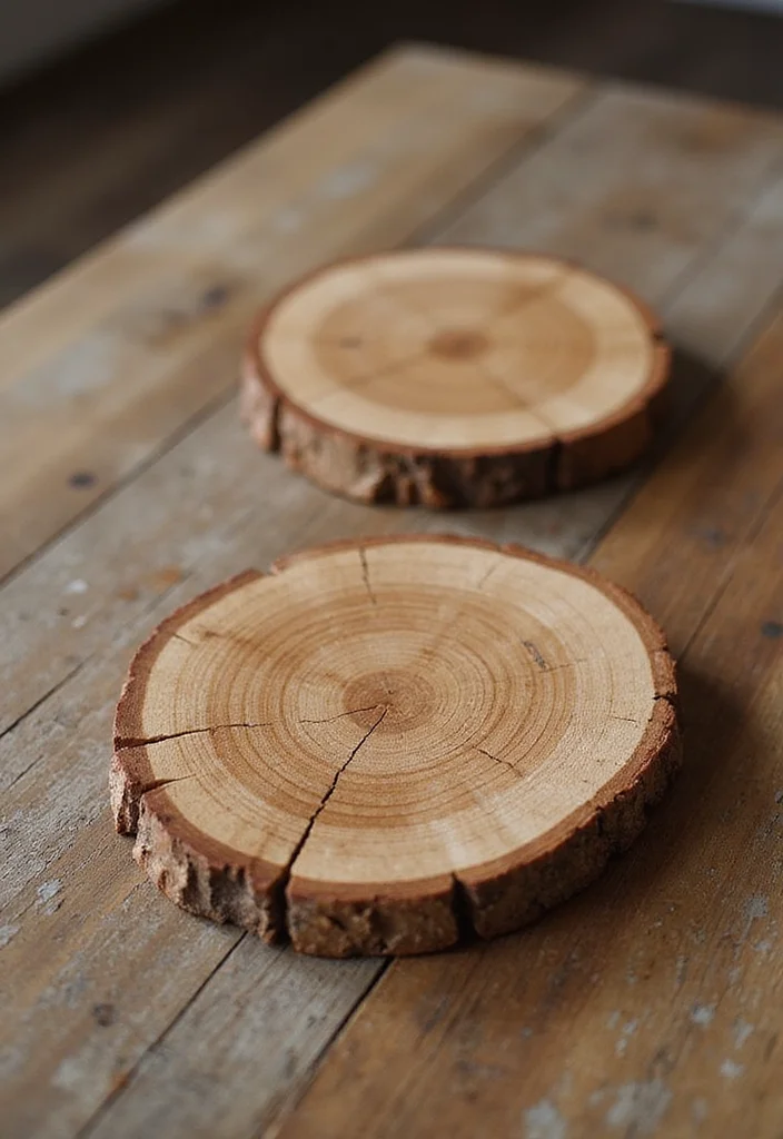 DIY Dollar Tree Farmhouse Decor: A Rustic Budget Guide with 18 Cozy Ideas - 18. Natural Wood Slice Coasters