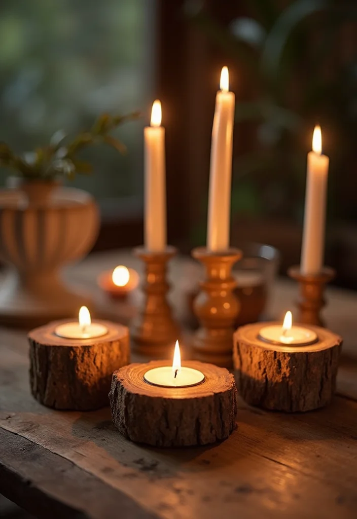 DIY Dollar Tree Farmhouse Decor: A Rustic Budget Guide with 18 Cozy Ideas - 9. Rustic Candle Holders