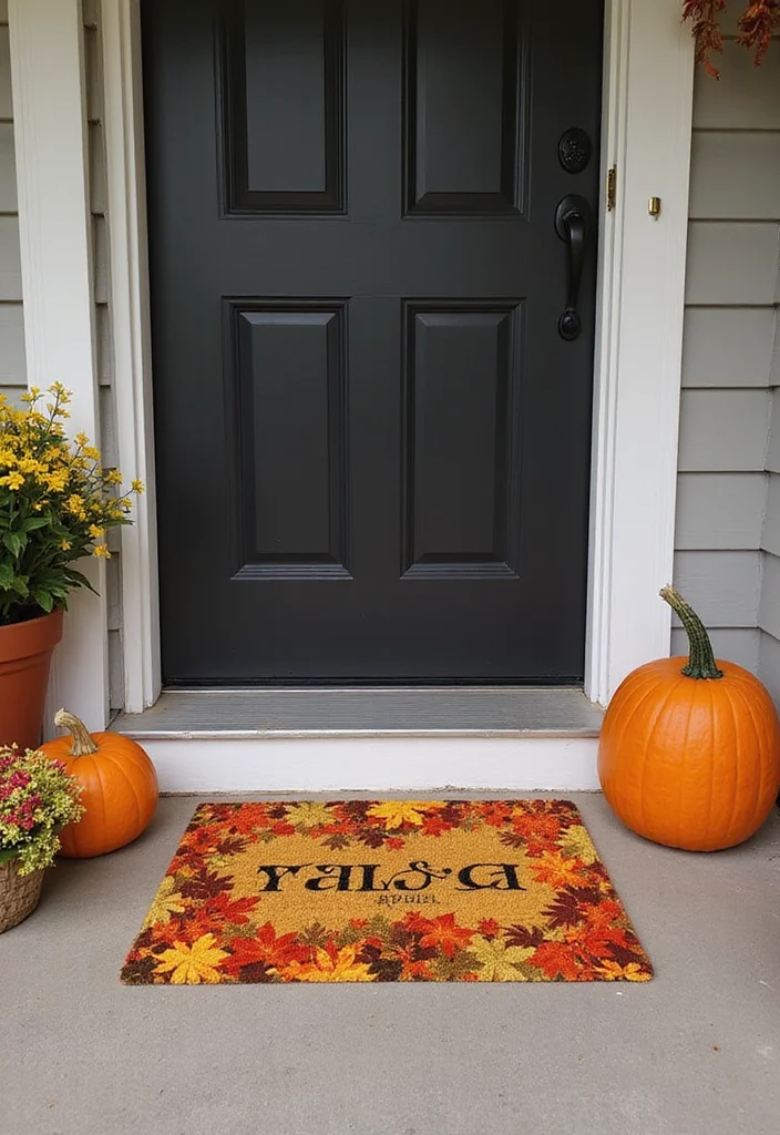 DIY Fall Front Porch Decor: A Seasonal Guide with 19 Warm Inspirations - 5. Fall-Themed Door Mat