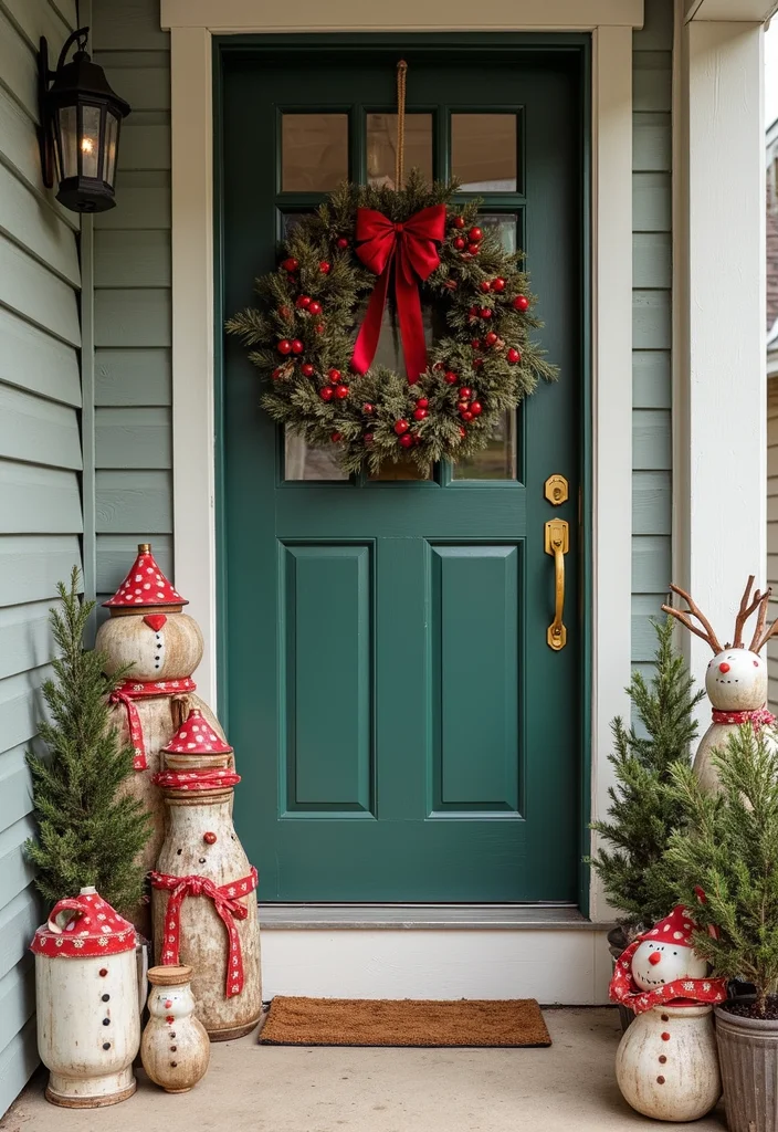 DIY Front Porch Christmas Decor: A Cozy Holiday Guide with 18 Cheerful Inspirations - 11. Recycled Decor: Eco-Friendly Holiday Spirit