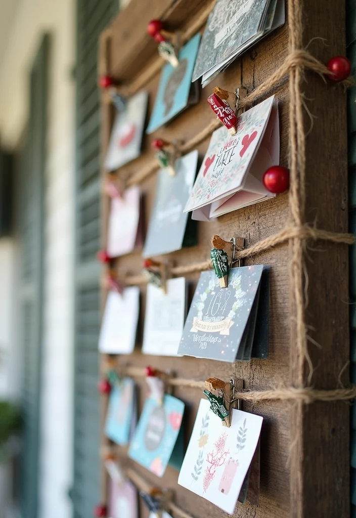 DIY Front Porch Christmas Decor: A Cozy Holiday Guide with 18 Cheerful Inspirations - 14. DIY Christmas Card Holder: Memories on Display