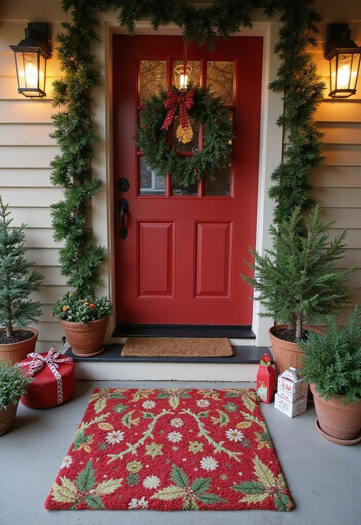 DIY Front Porch Christmas Decor: A Cozy Holiday Guide with 18 Cheerful Inspirations - 9. Christmas-Themed Doormats: Warm Welcomes