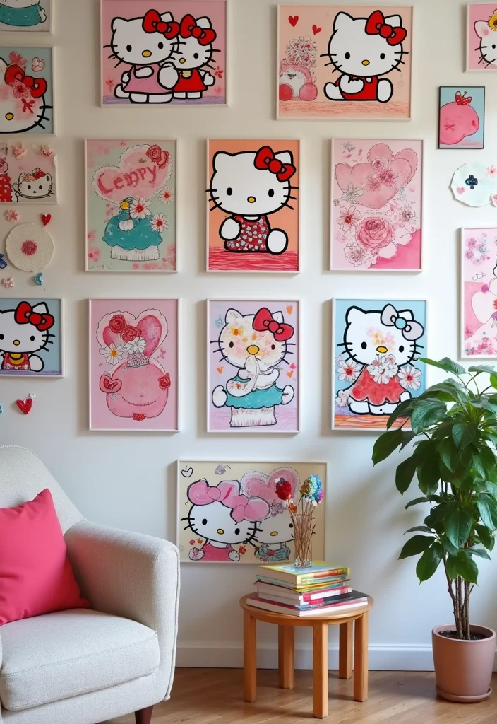 DIY Hello Kitty Room Decor: A Cute Guide with 17 Adorable Inspirations - 1. Hello Kitty Wall Art