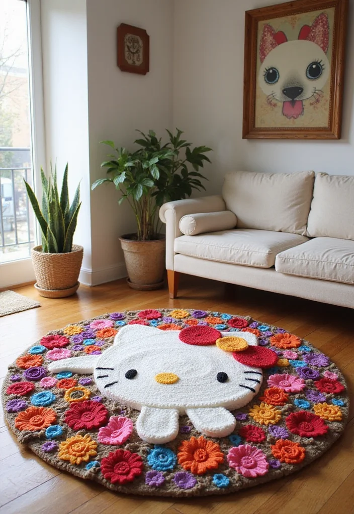 DIY Hello Kitty Room Decor: A Cute Guide with 17 Adorable Inspirations - 10. Hello Kitty Rug
