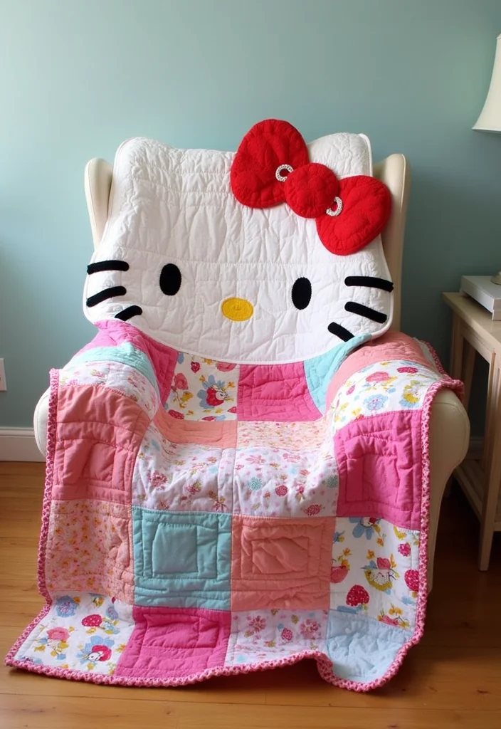 DIY Hello Kitty Room Decor: A Cute Guide with 17 Adorable Inspirations - 14. Hello Kitty Quilt or Throw