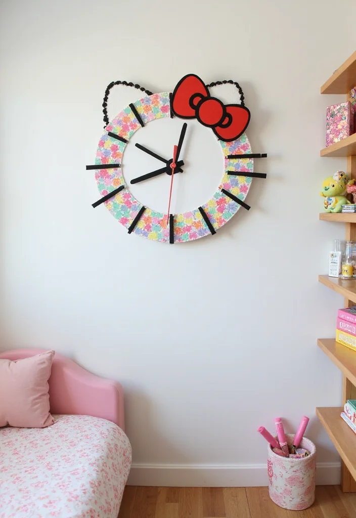 DIY Hello Kitty Room Decor: A Cute Guide with 17 Adorable Inspirations - 6. Hello Kitty Wall Clock