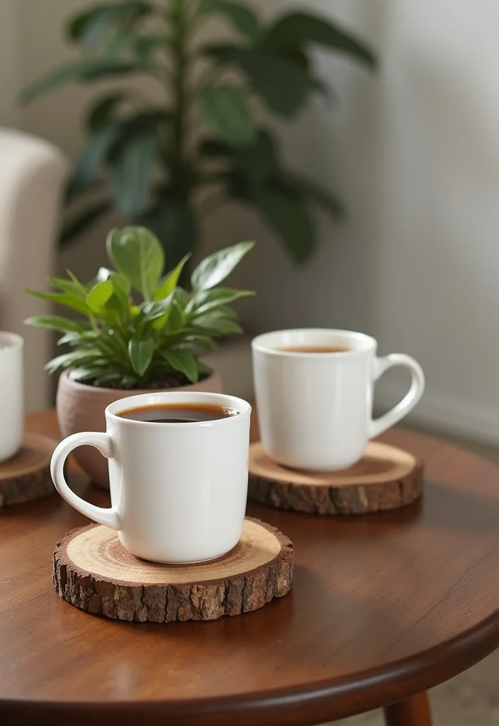 DIY Home Decor on a Budget: A Smart Guide with 19 Affordable Styling Ideas - 13. Upcycled Wood Slice Coasters
