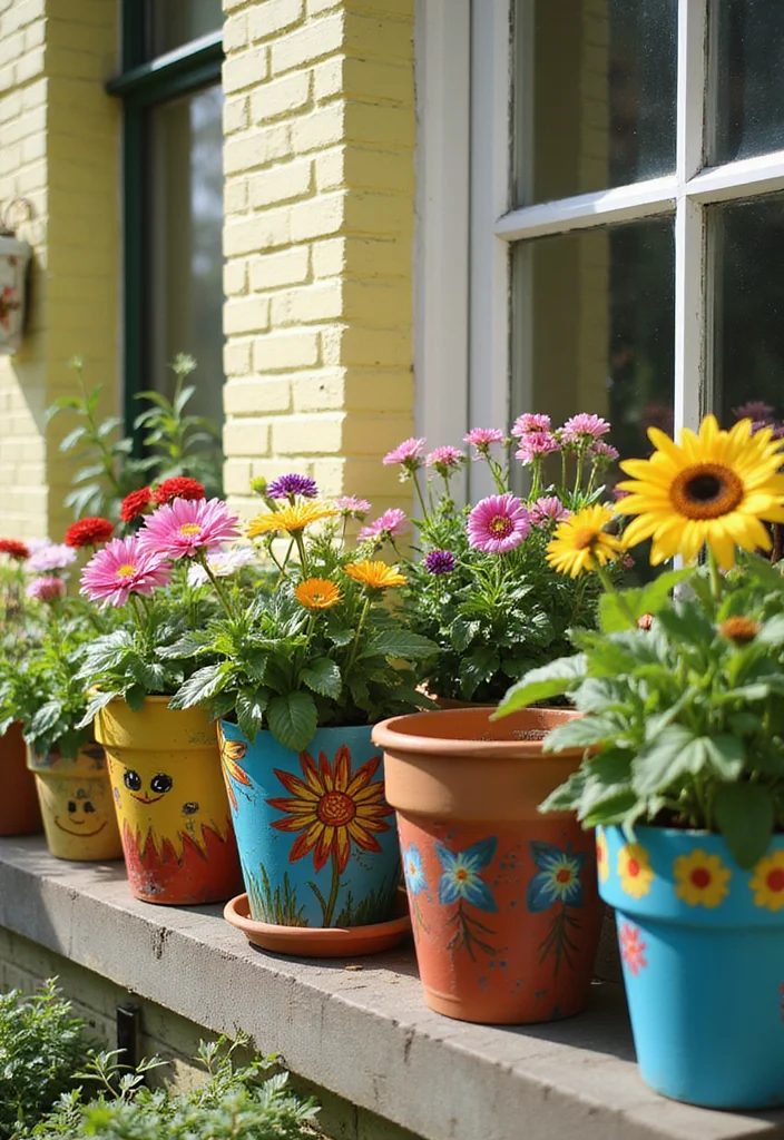 DIY Home Decor on a Budget: A Smart Guide with 19 Affordable Styling Ideas - 5. Painted Flower Pots