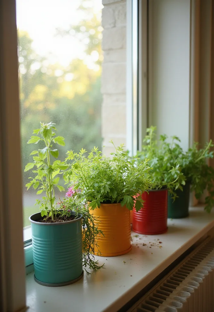 DIY Home Decor on a Budget: A Smart Guide with 19 Affordable Styling Ideas - 9. Recycled Tin Can Planters