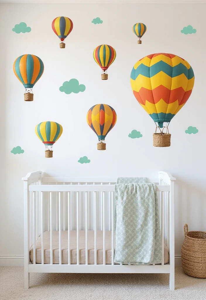 DIY Hot Air Balloon Decor: A Whimsical Guide with 20 Creative Inspirations - 17. Hot Air Balloon Themed Wall Decals