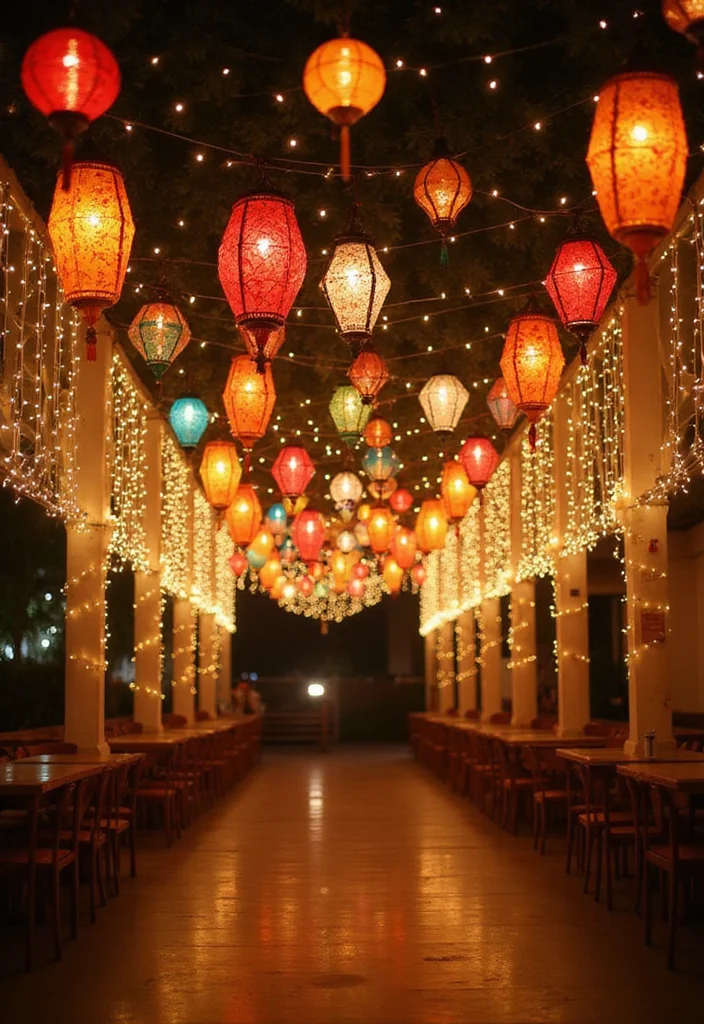 DIY Indian Wedding Decor Ideas: A Cultural Guide with 19 Vibrant Inspirations - 3. Lanterns and Fairy Lights