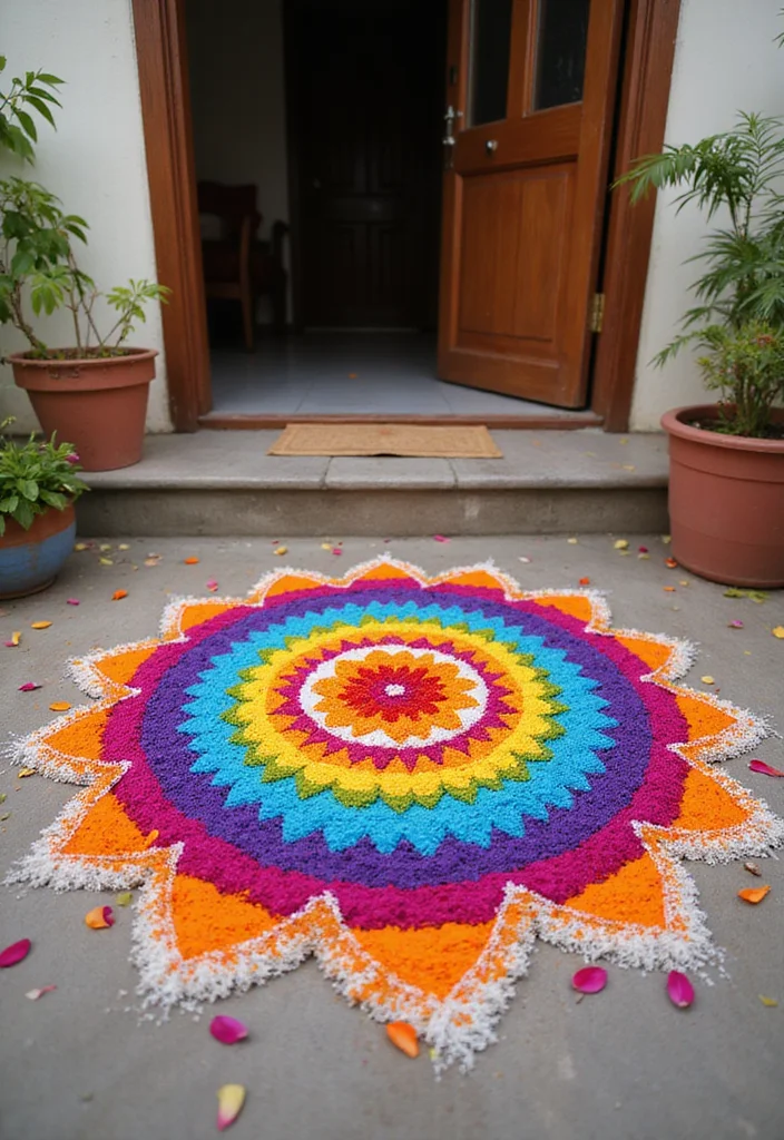 DIY Indian Wedding Decor Ideas: A Cultural Guide with 19 Vibrant Inspirations - 4. Decorative Rangoli
