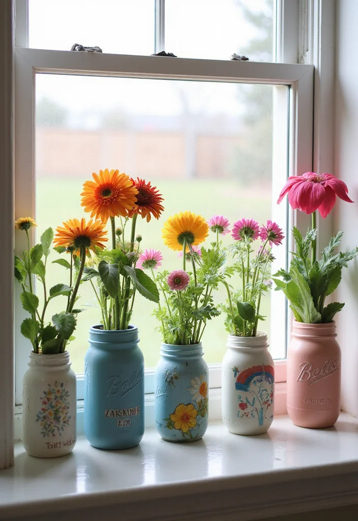 DIY Room Decor for Girls: A Sweet Guide with 17 Playful Styling Concepts - 4. Upcycled Jar Vases