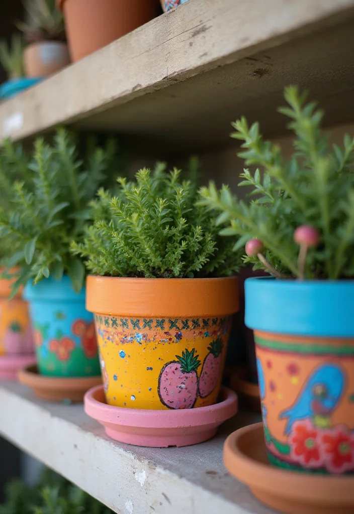 DIY Room Decor for Girls: A Sweet Guide with 17 Playful Styling Concepts - 6. Painted Flower Pots