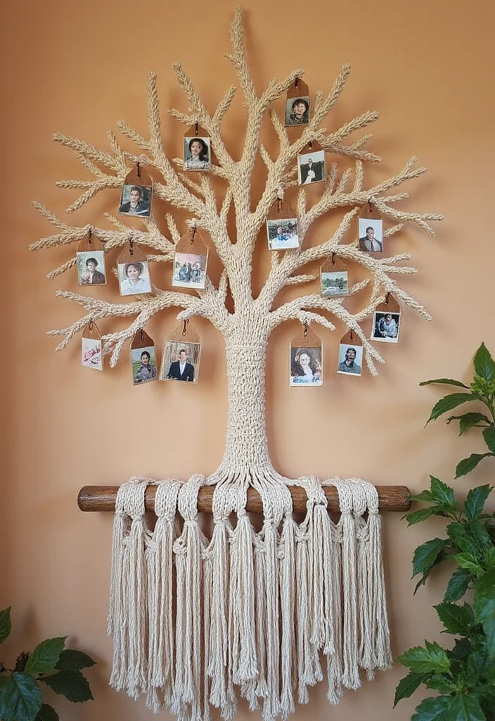 DIY Wall Hanging Crafts Room Decor: A Step-by-Step Guide with 20 Stylish Inspirations - 10. Family Tree Macramé Wall Hanging