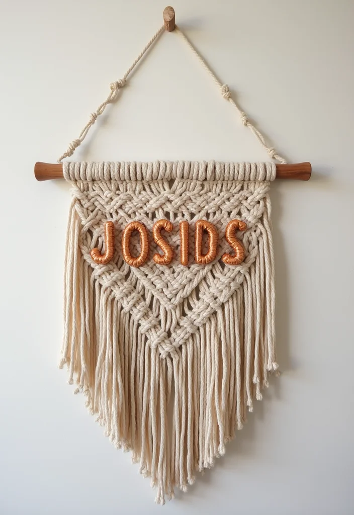 DIY Wall Hanging Crafts Room Decor: A Step-by-Step Guide with 20 Stylish Inspirations - 20. Personalized Name Macramé Wall Hanging