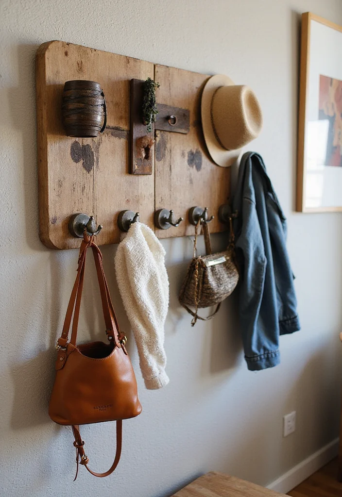 DIY Wood Art Wall Decor: A Rustic Home Guide with 18 Handmade Inspirations - 12. DIY Wooden Wall Hooks